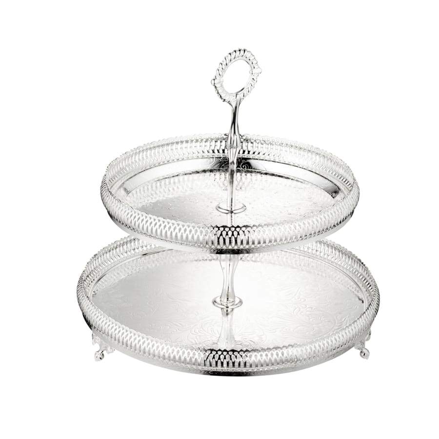 كوين آن طبق تقديم كيك مطلي فضة ثنائي (٢٣ سم + ٢٨ سم) بأيد - 5792-0 Queen Anne Queen Anne