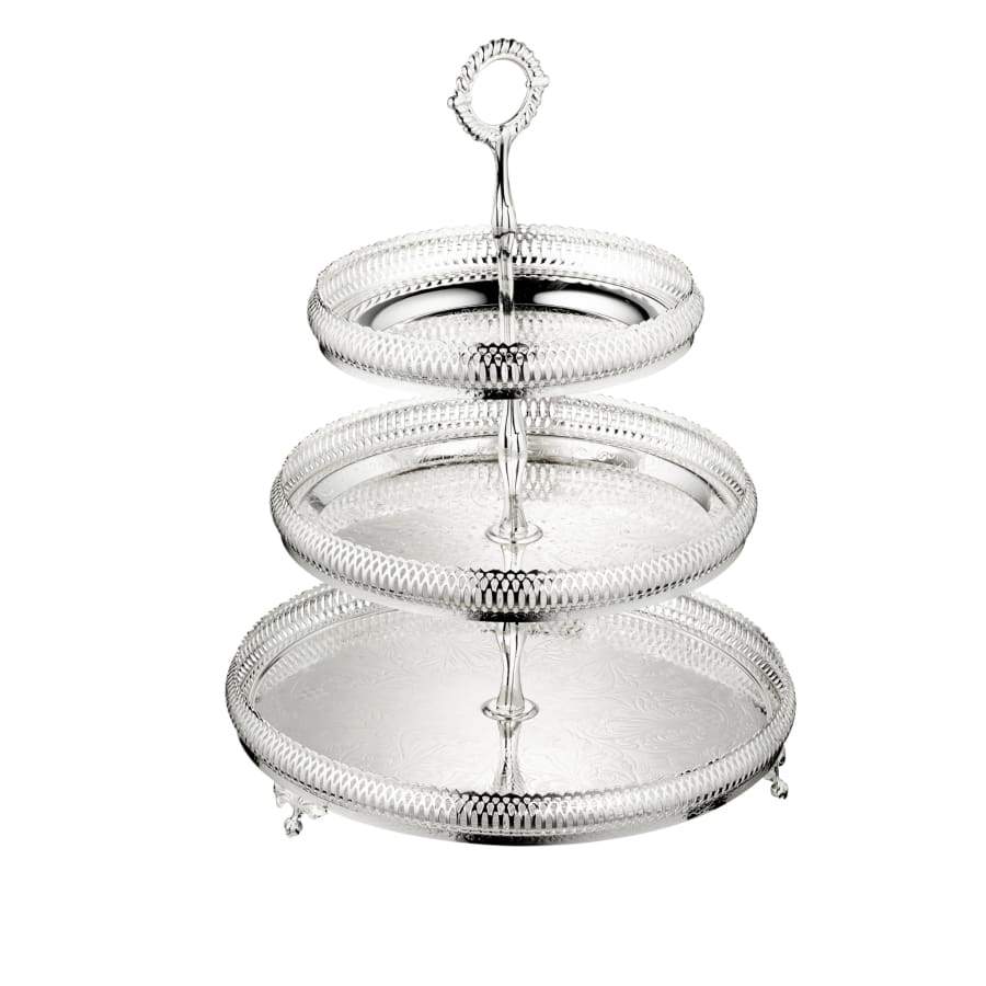 كوين آن طبق تقديم كيك مطلي فضة ثلاثي (١٨ سم + ٢٣ سم + ٢٨ سم) بأيد - 5793-0 Queen Anne Queen Anne