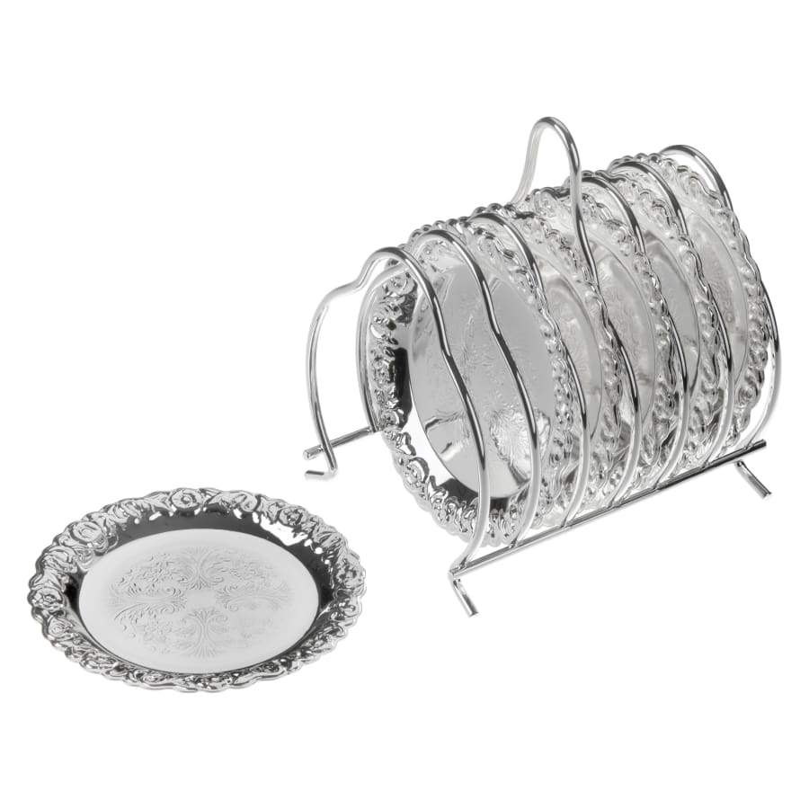 كوين آن طقم كوسترات مطلي فضة ٦ قطع + حامل - 2-5896-0 Queen Anne Queen Anne