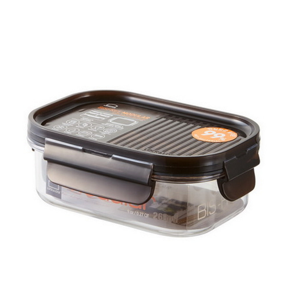 لوك اند لوك علبة بلاستيك مستطيلة (٢٦٠ مل) اسود - LBF401