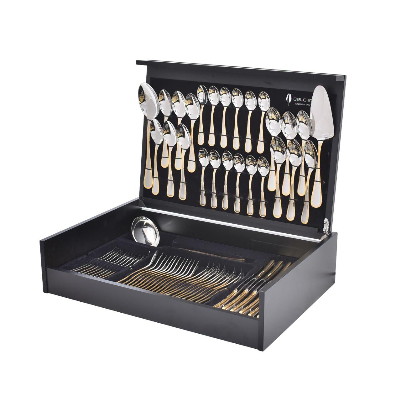 بليو أونكس طقم شوك وملاعق 75 قطعة استانلس استيل 18/10  فضي وذهبي - 5604413029004