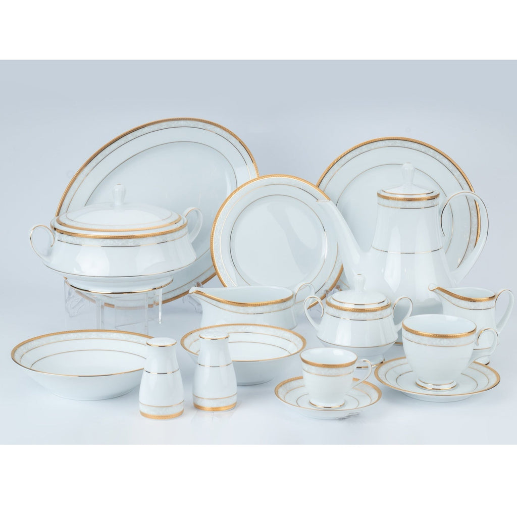 نوريتاكي طقم سفرة بورسلين 112 قطعة ابيض وذهبي - 4335E