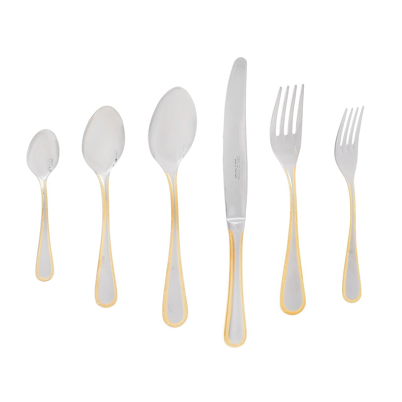 بليو أونكس طقم شوك وملاعق 75 قطعة استانلس استيل 18/10  فضي وذهبي - 5604413029004