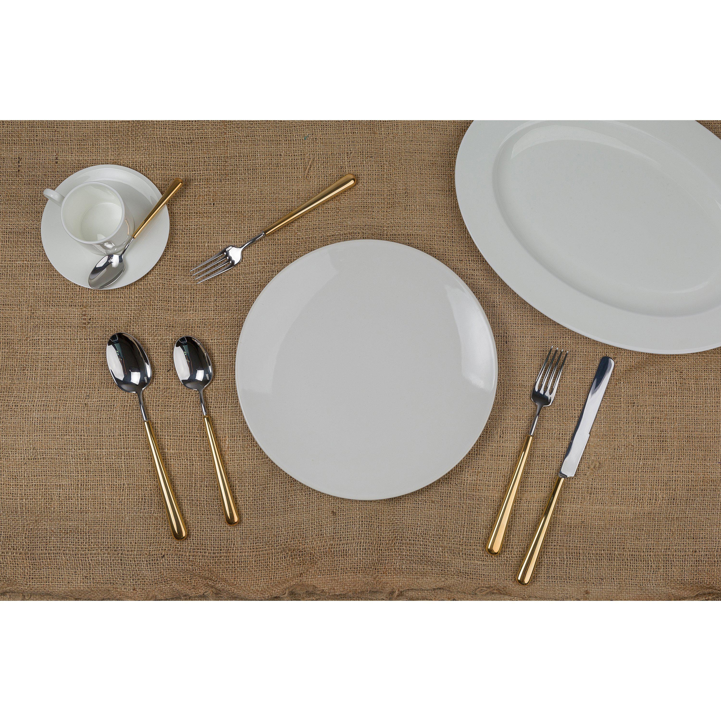 بليو أونكس طقم شوك وملاعق 75 قطعة استانلس استيل 18/10 فضي وذهبي - 5604413067916