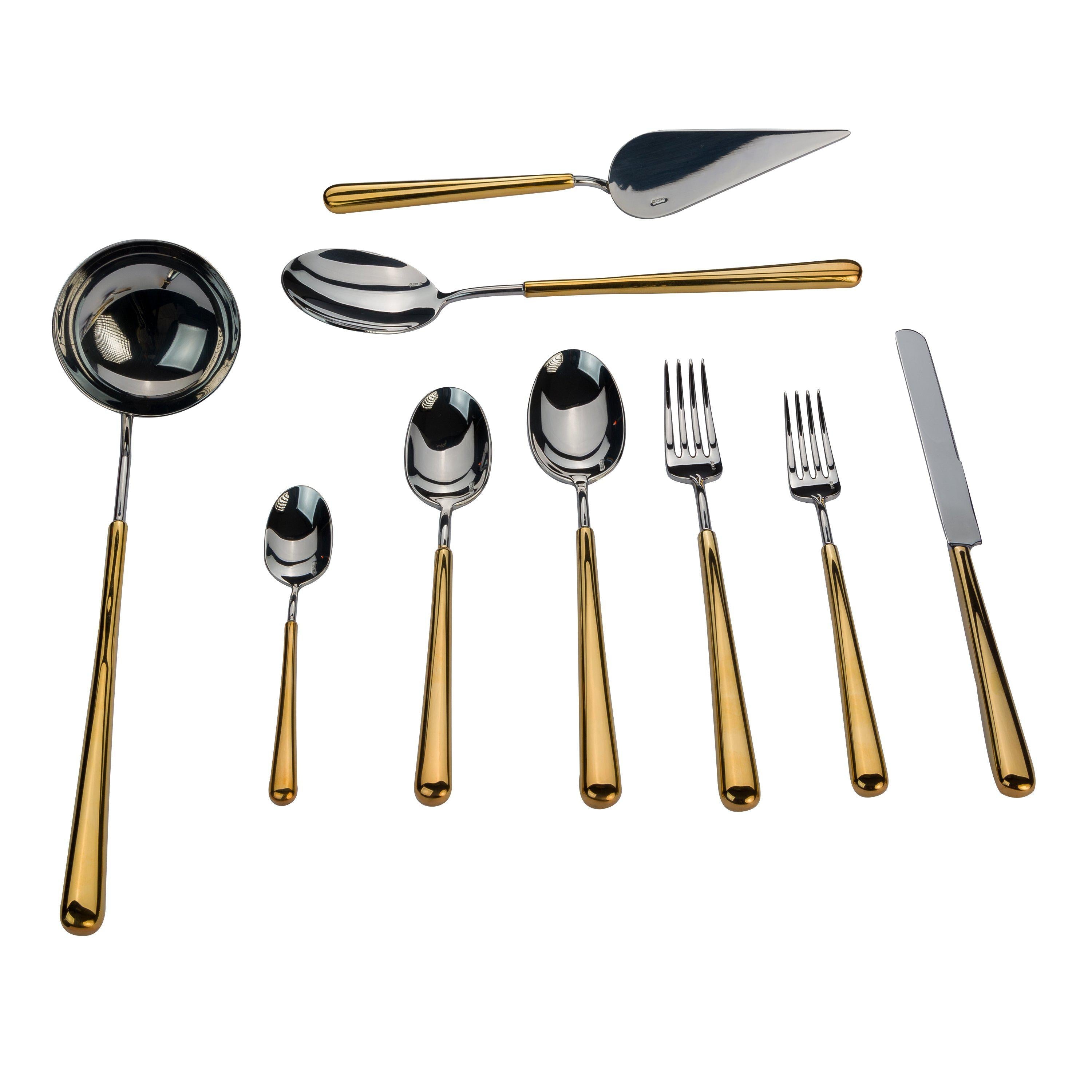 بليو أونكس طقم شوك وملاعق 75 قطعة استانلس استيل 18/10 فضي وذهبي - 5604413067916