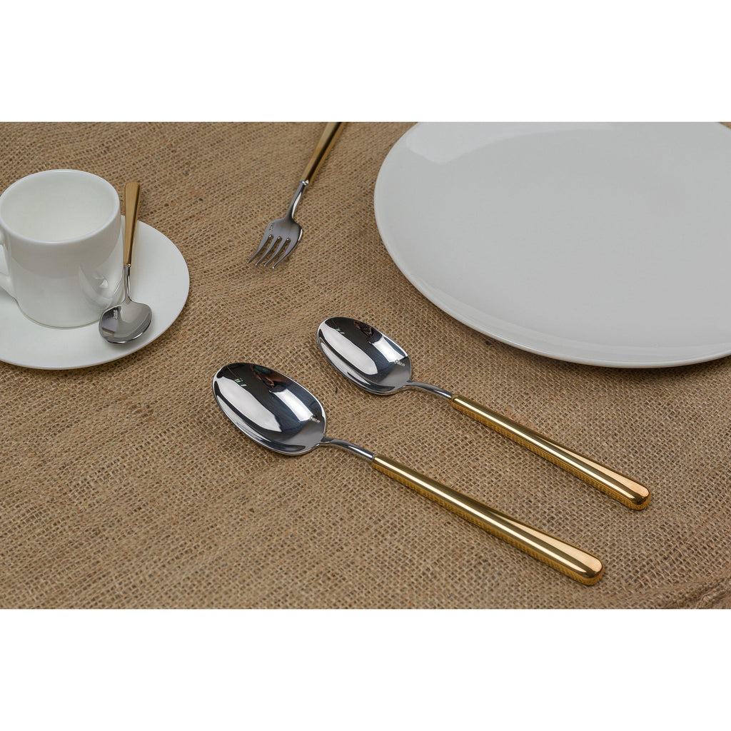 بليو أونكس طقم شوك وملاعق 75 قطعة استانلس استيل 18/10 فضي وذهبي - 5604413067916