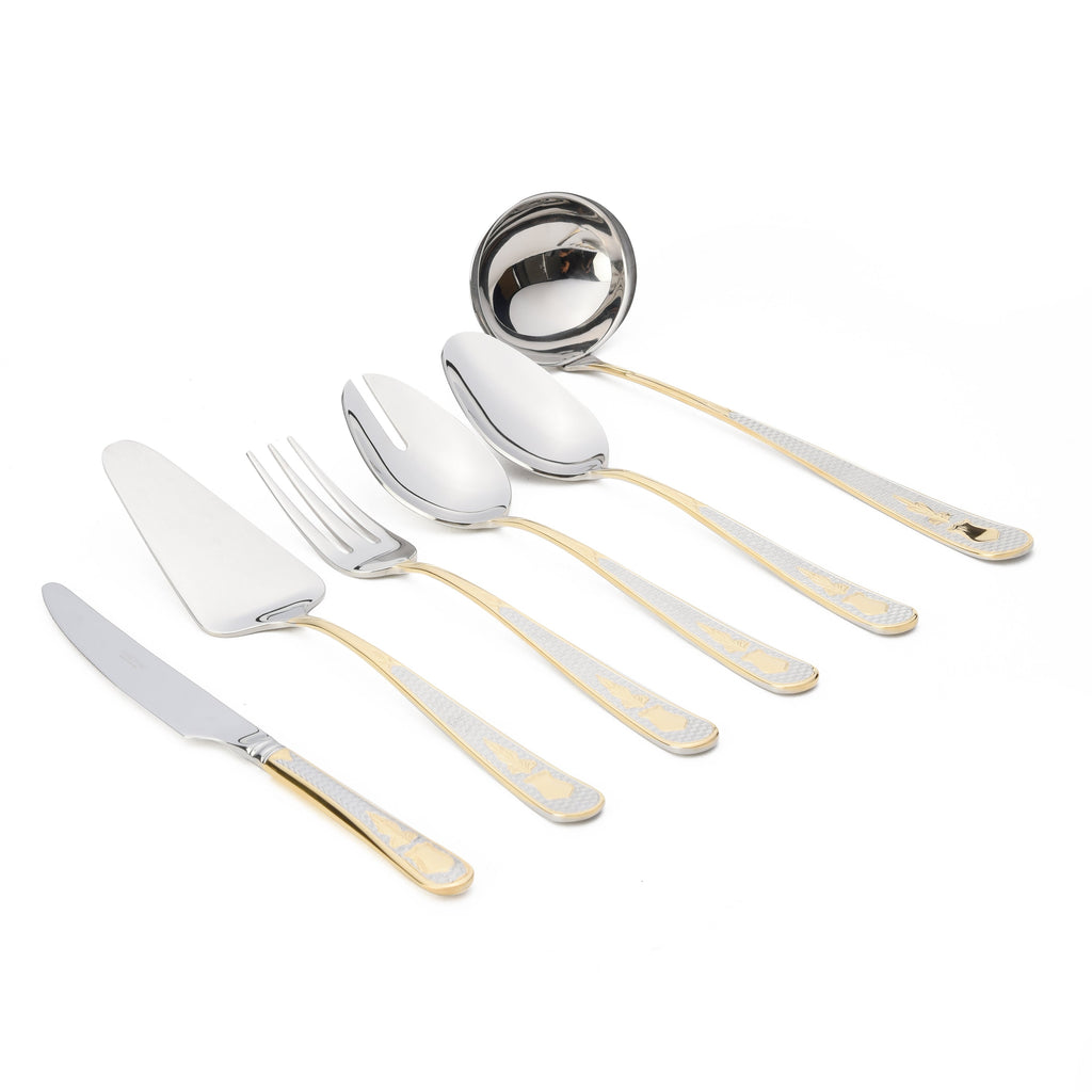 هيردمار جويل طقم توزيع 6 قطع استانلس ستيل فضي و ذهبي - 44560386