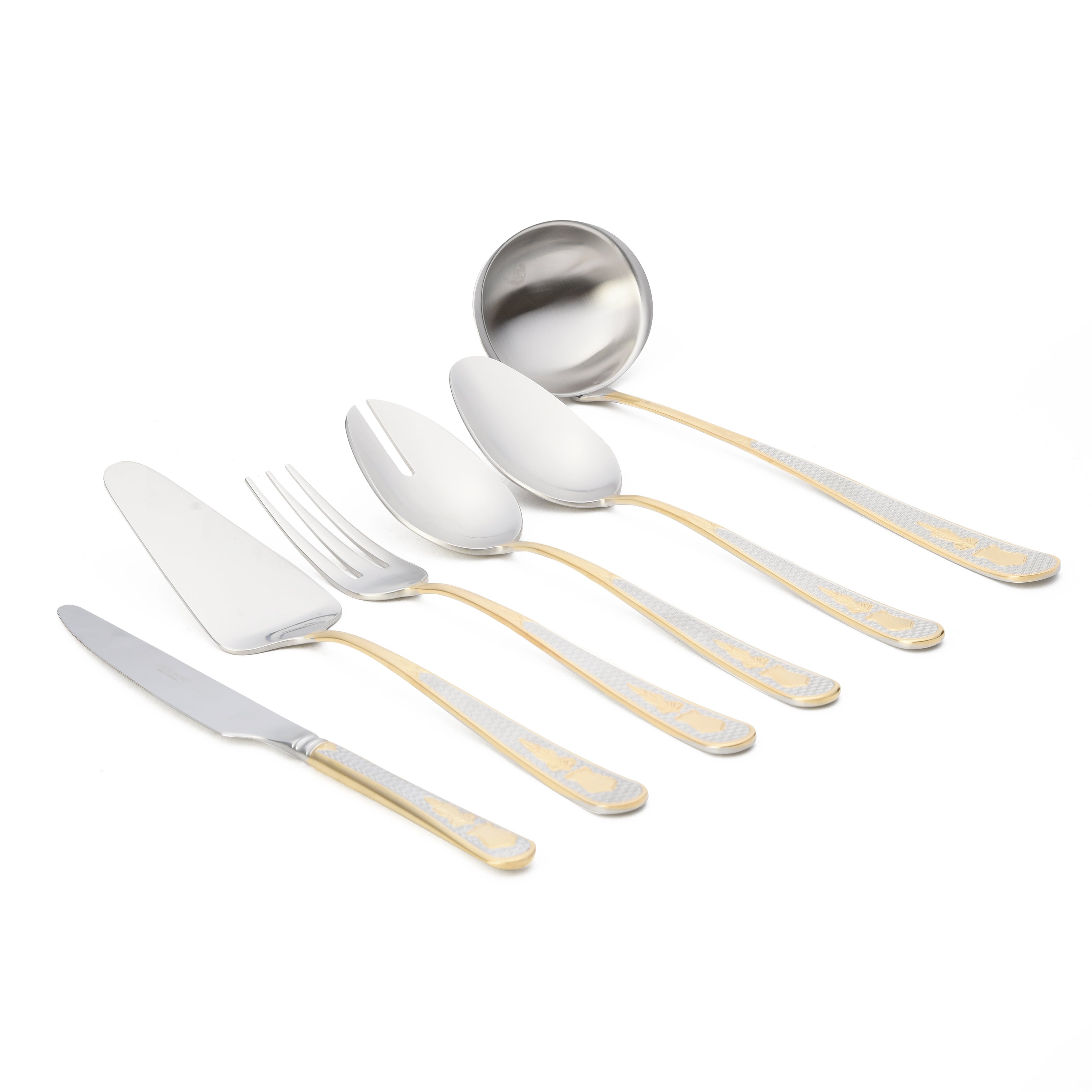 هيردمار جويل طقم توزيع 6 قطع استانلس ستيل فضي و ذهبي ماط - 44728601