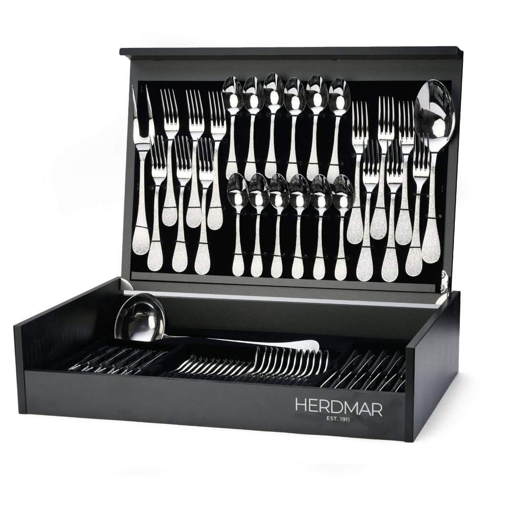 هيردمار بتي طقم شوك ومعالق 75 قطعة استانلس ستيل 18/10 فضي ماط - 44795085