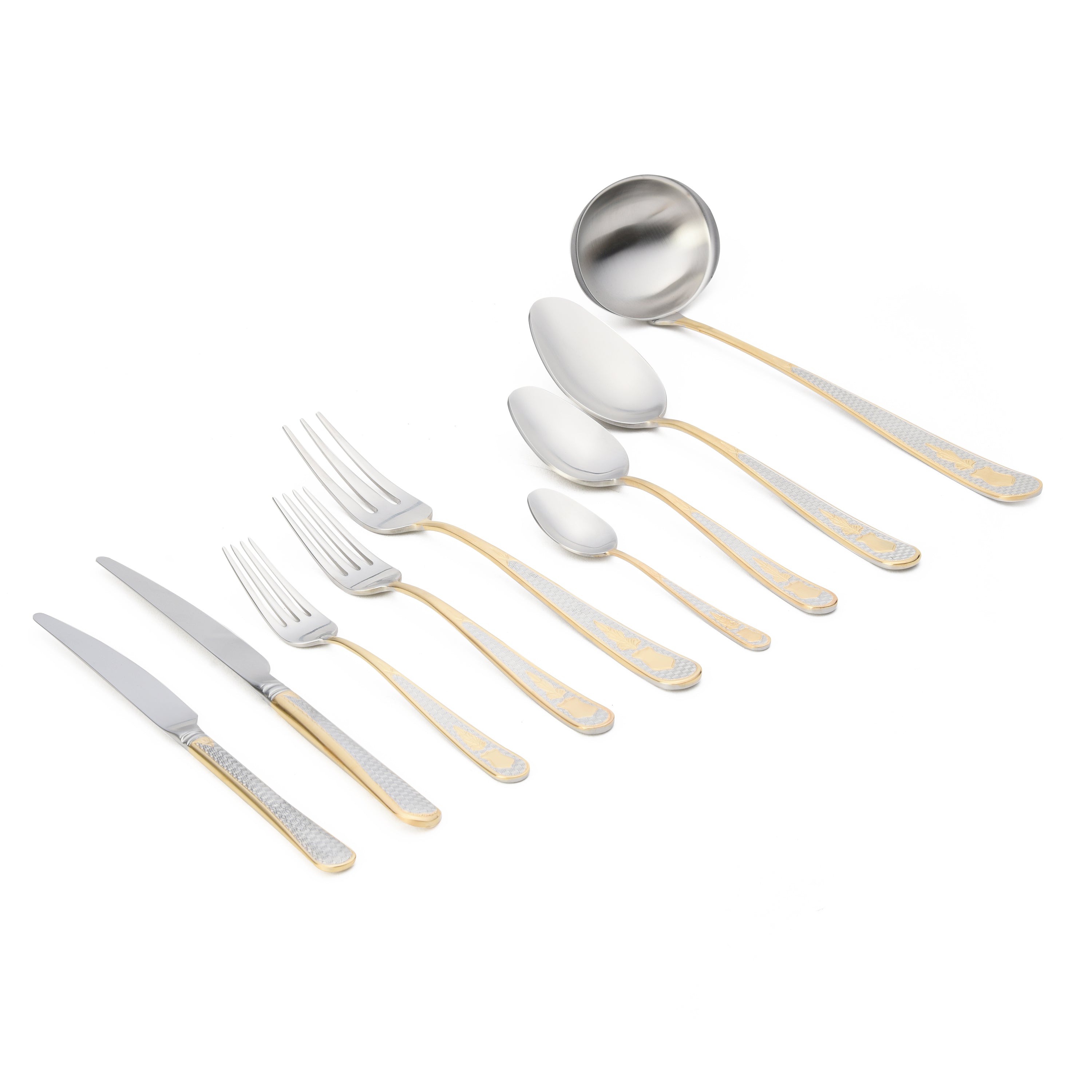 هيردمار جويل طقم شوك ومعالق 75 قطعة استانلس ستيل 18/10 ذهبي و فضي ماط - 44835248