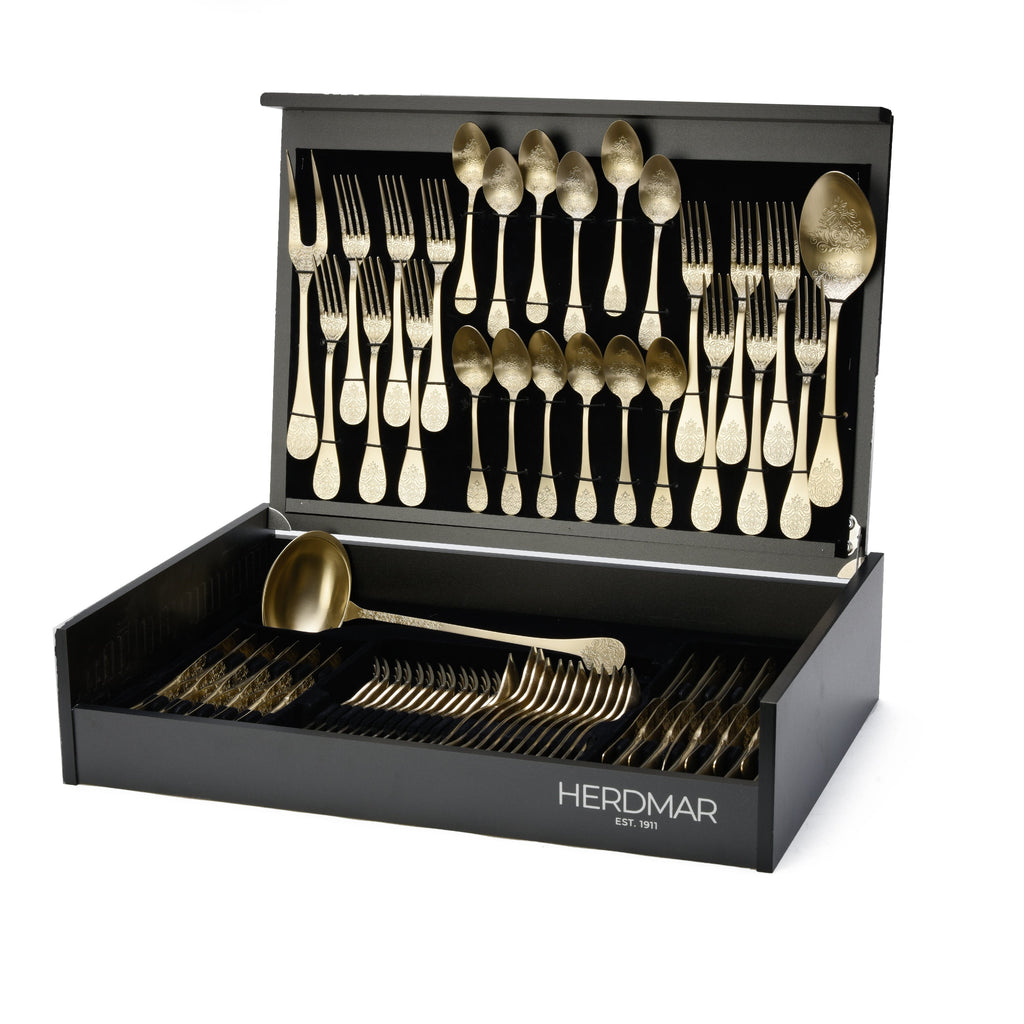 هيردمار بومبادور طقم شوك ومعالق 75 قطعة استانلس ستيل 18/10 شامبين ماط - 44899011