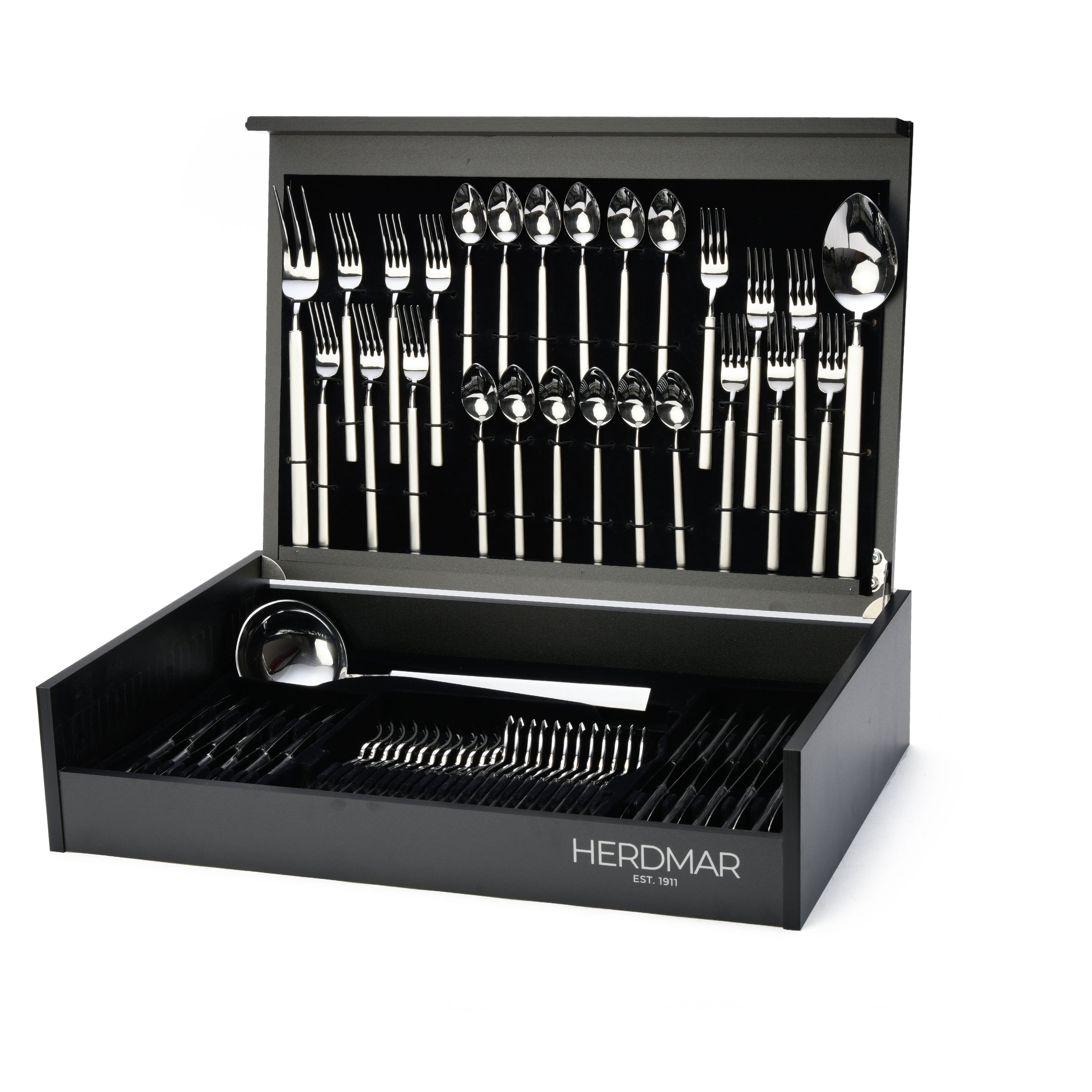 هيردمار فينتيتج طقم شوك ومعالق 75 قطعة استانلس ستيل 18/10 فضي ماط - 44937249