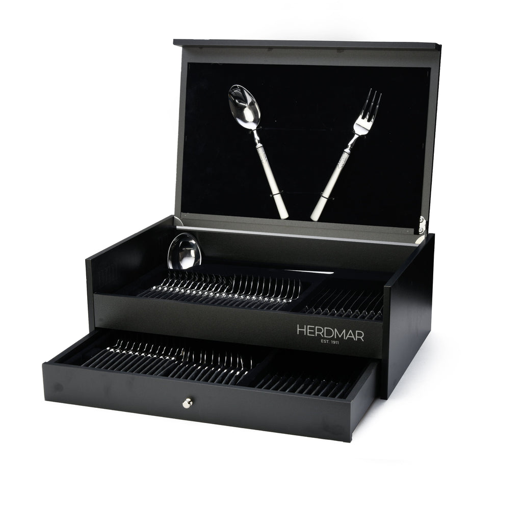 هيردمار جيليتكس طقم شوك ومعالق 75 قطعة استانلس ستيل 18/10 فضي ماط  - 44992996