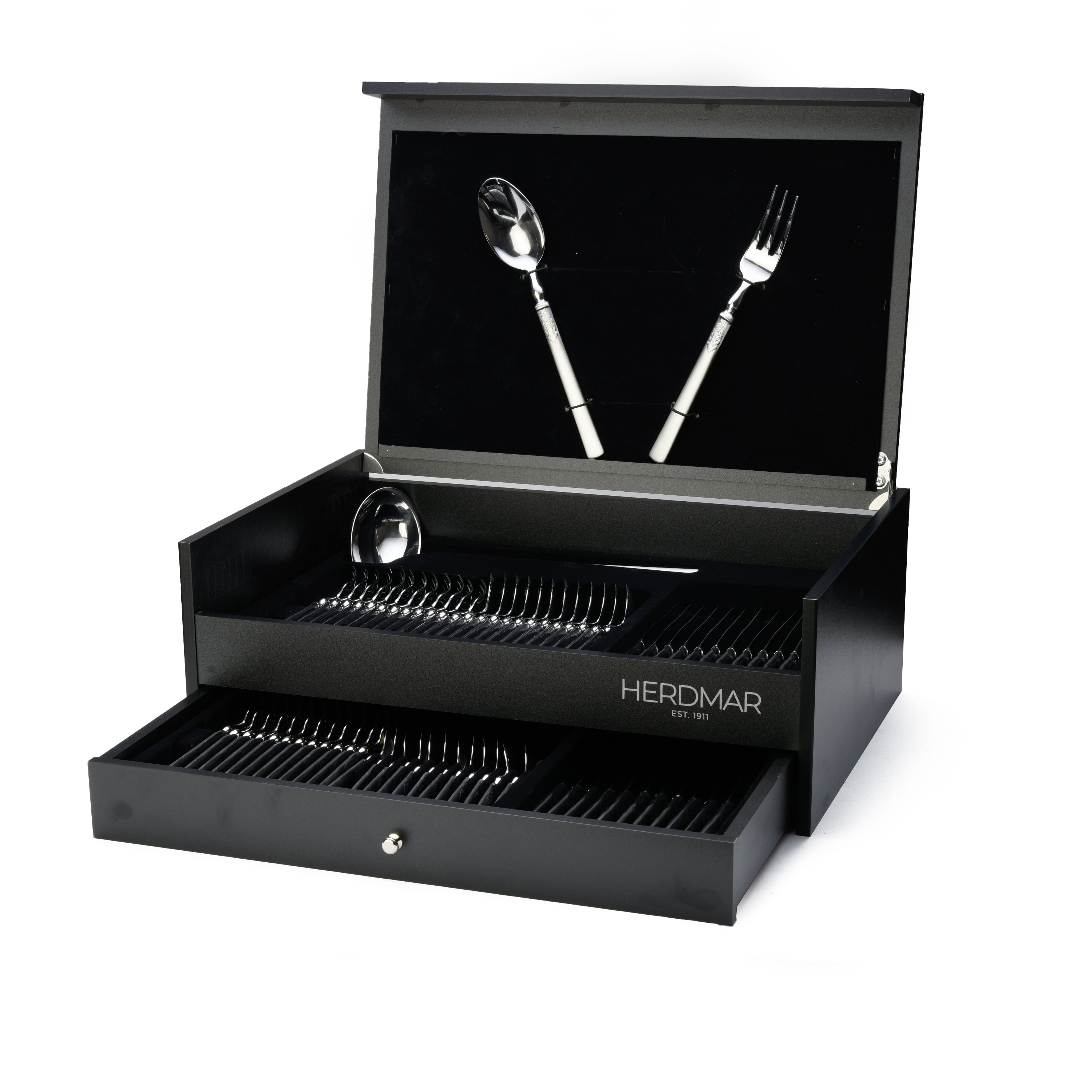 هيردمار جيليتكس طقم شوك ومعالق 75 قطعة استانلس ستيل 18/10 فضي ماط  - 44992996