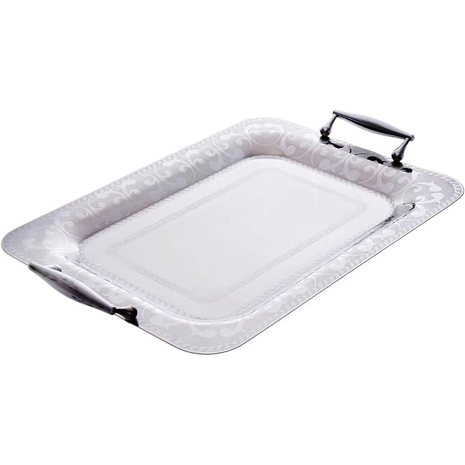 طقم صواني شكل مستطيل استانلس ستيل 3 قطعة فضي - 6086-S-3S