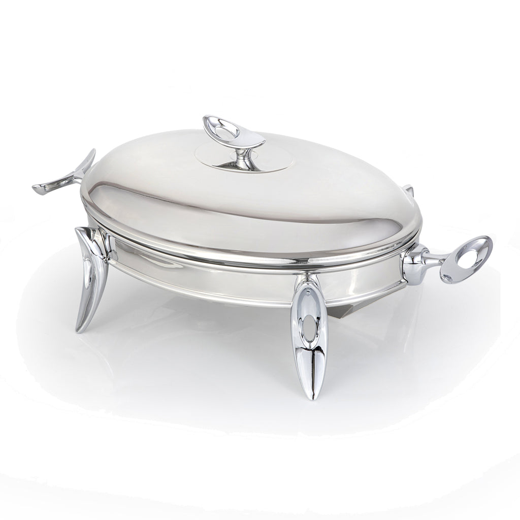 رويال ألفريدو طبق تقديم وسط بيضاوى ( غطاء + طاجن زجاجي)  ستناليس ستيل فضى - 919S