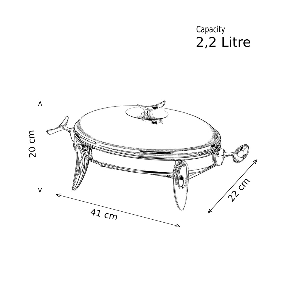 رويال ألفريدو طبق تقديم وسط بيضاوى ( غطاء + طاجن زجاجي)  ستناليس ستيل فضى - 919S
