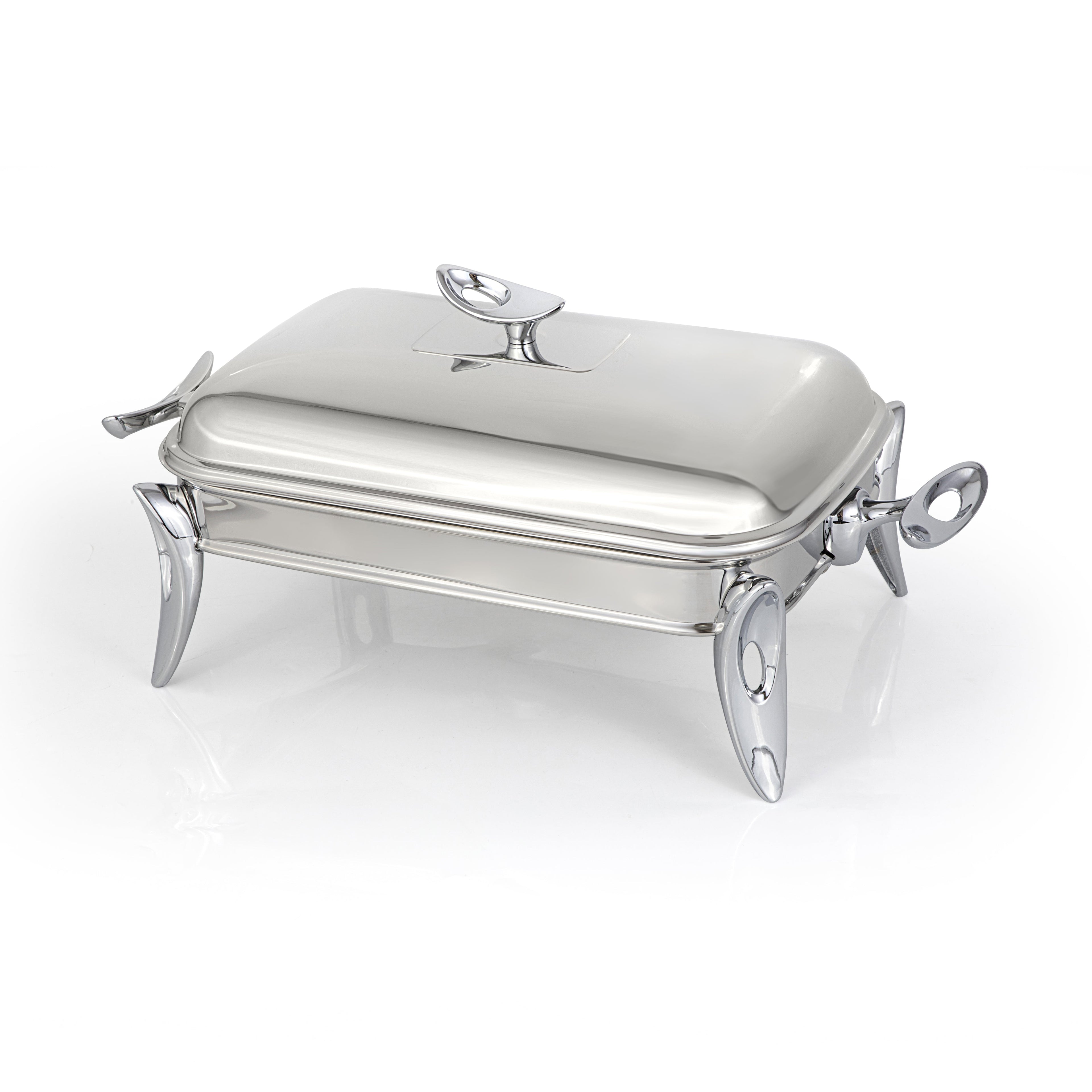 رويال ألفريدو طبق تقديم مستطيل كبير (غطاء + طاجن زجاجي)  ستناليس ستيل فضى - 913S