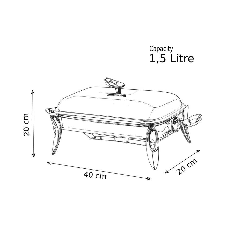 رويال ألفريدو طبق تقديم مستطيل صغير (غطاء + طاجن زجاجي)  ستناليس ستيل فضى - 911S