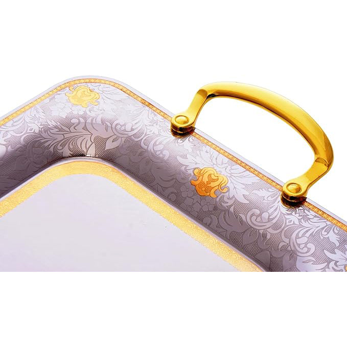 طقم صواني شكل مستطيل استانلس ستيل 3 قطعة فضي وذهبي - 6050-G-3S