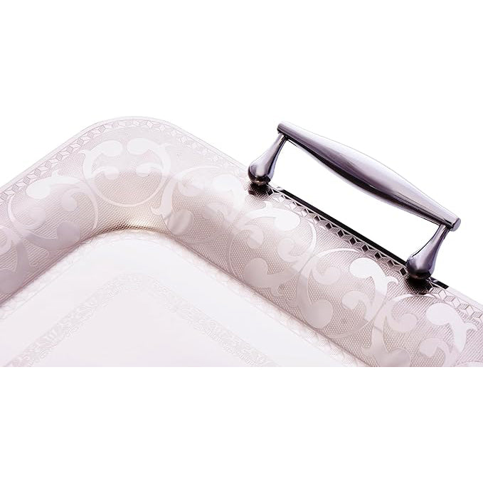 طقم صواني شكل مستطيل استانلس ستيل 3 قطعة فضي - 6086-S-3S