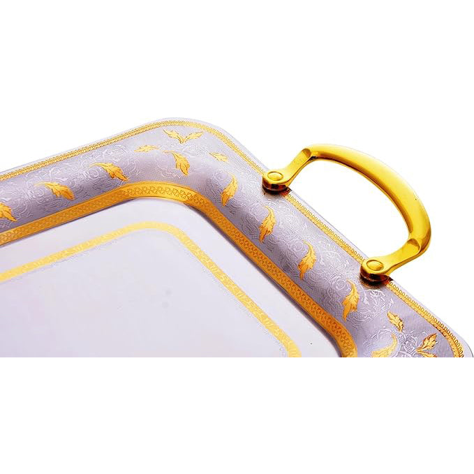 طقم صواني شكل مستطيل استانلس ستيل 3 قطعة فضي وذهبي - 6010-G-3S