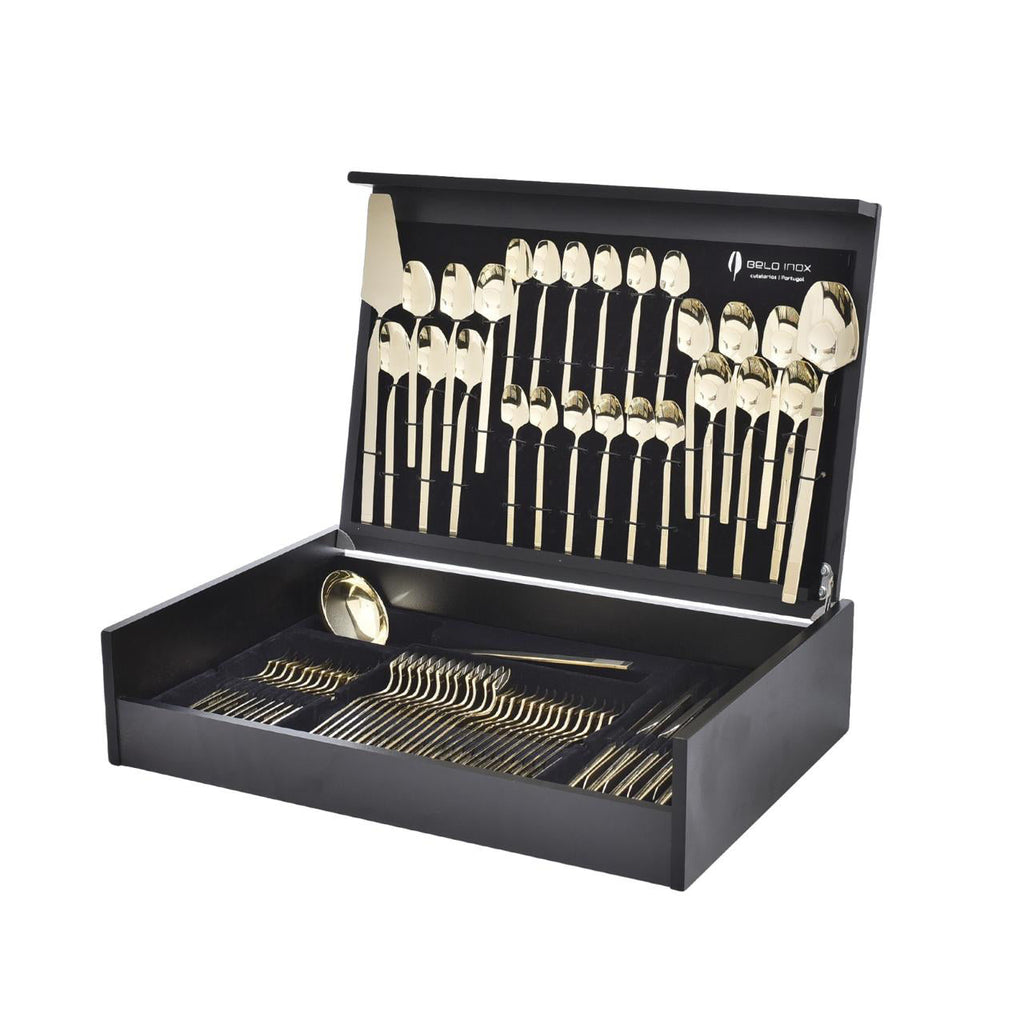 بليو أونكس طقم شوك وملاعق 75 قطعة استانلس استيل 18/10 ذهبي مط - 5604413010807