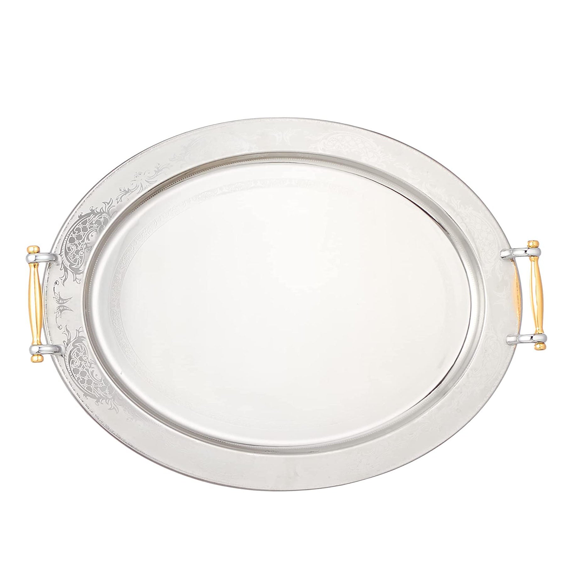 طقم صواني شكل بيضاوي استانلس ستيل 2 قطعة فضي - 8011S