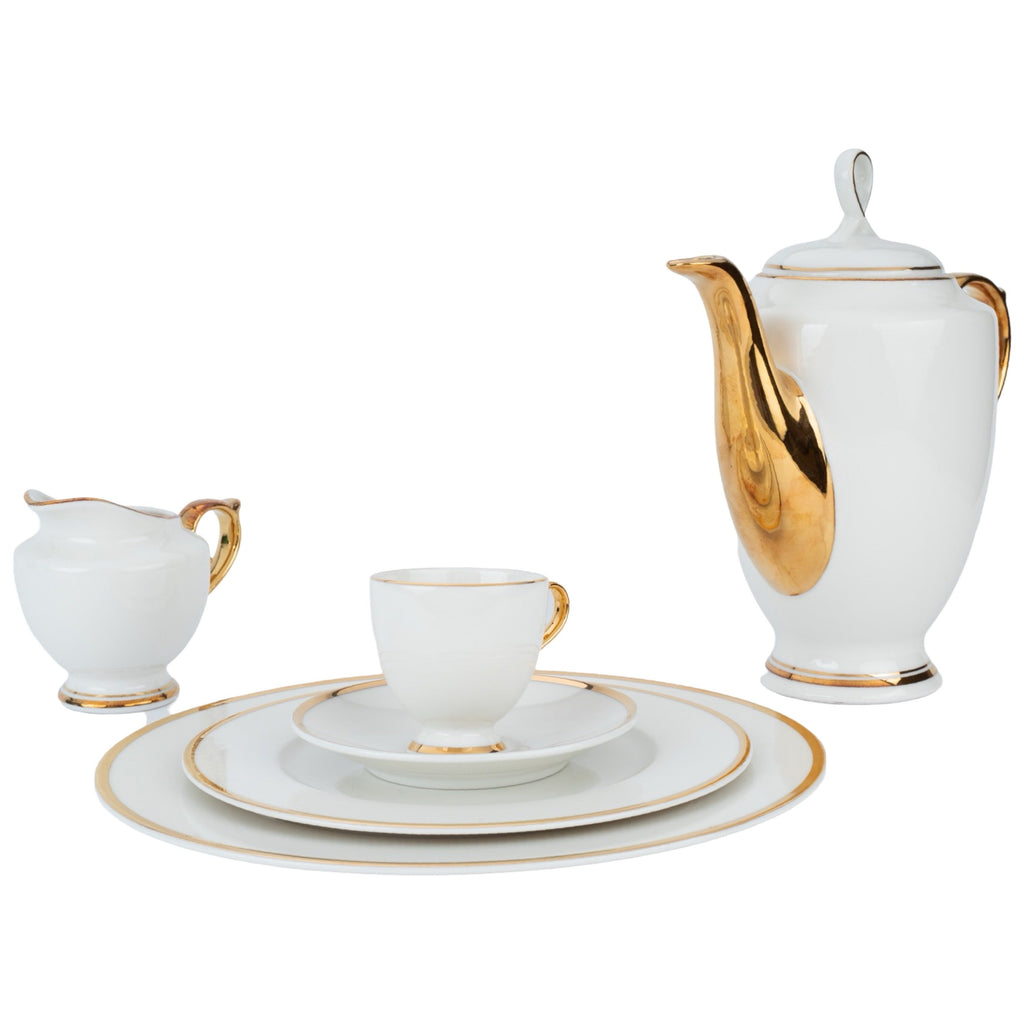 ‎رويال ألفريدو طقم سفرة بورسلين 112 قطعة ابيض وذهبي - MO-009