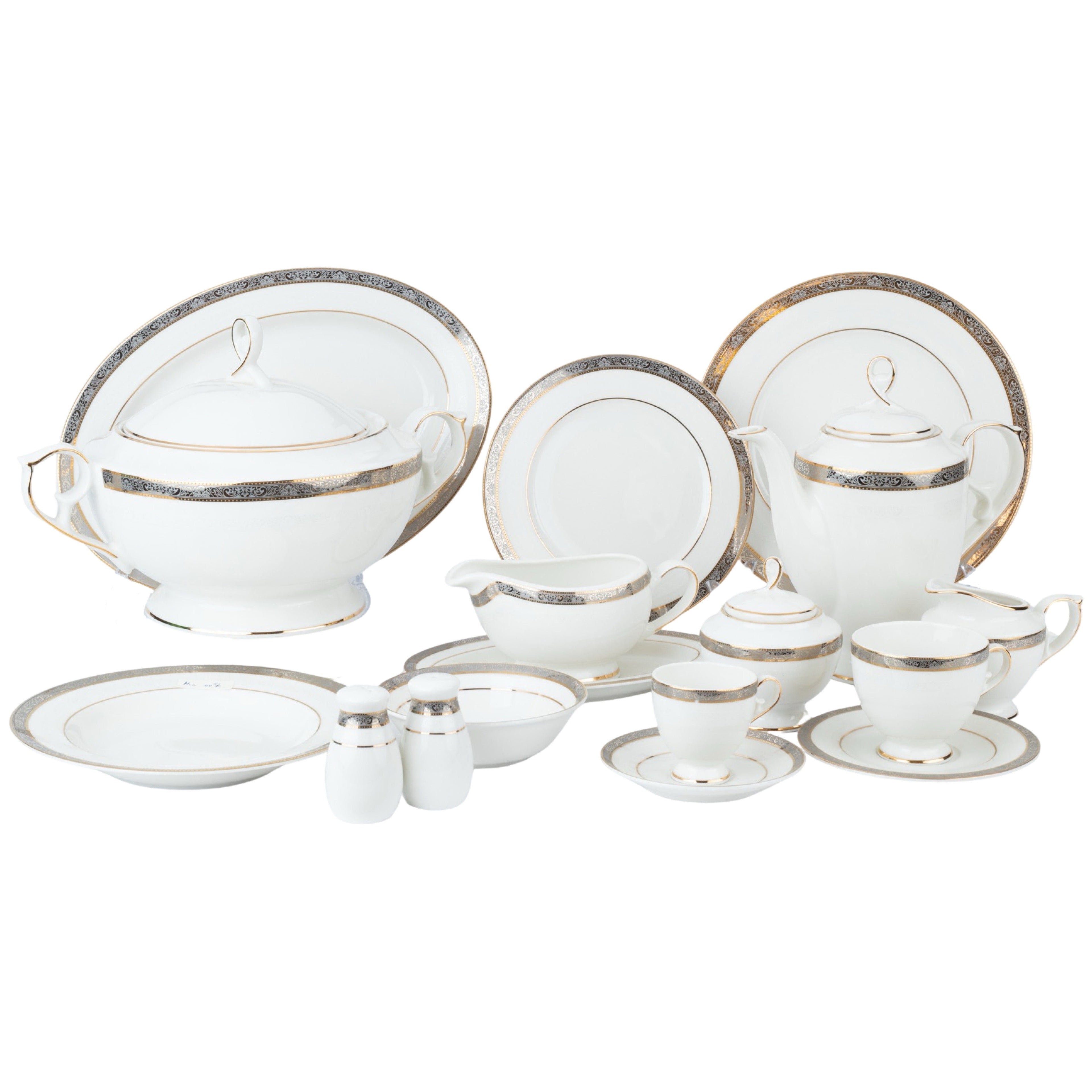 ‎رويال ألفريدو طقم سفرة بورسلين 63 قطعة ابيض - MO-007/63