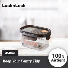 لوك اند لوك علبة بلاستيك مستطيلة ٤٥٠ مل أسود - LBF402 Lock & Lock Lock & Lock