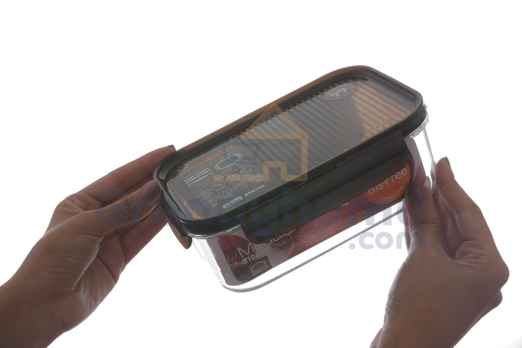 لوك اند لوك علبة بلاستيك مستطيلة ٩١٠ مل أسود - LBF404