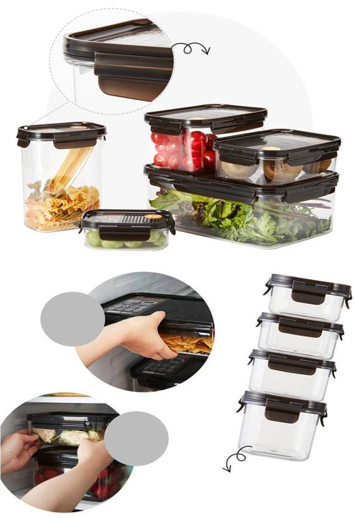 لوك اند لوك علبة بلاستيك مستطيلة ٩١٠ مل أسود - LBF404 Lock & Lock Lock & Lock