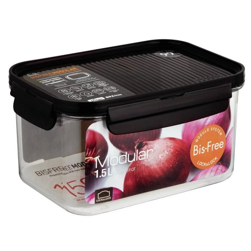 لوك اند لوك علبة بلاستيك مستطيلة ١٫٥ لتر أسود - LBF405 Lock & Lock Lock & Lock