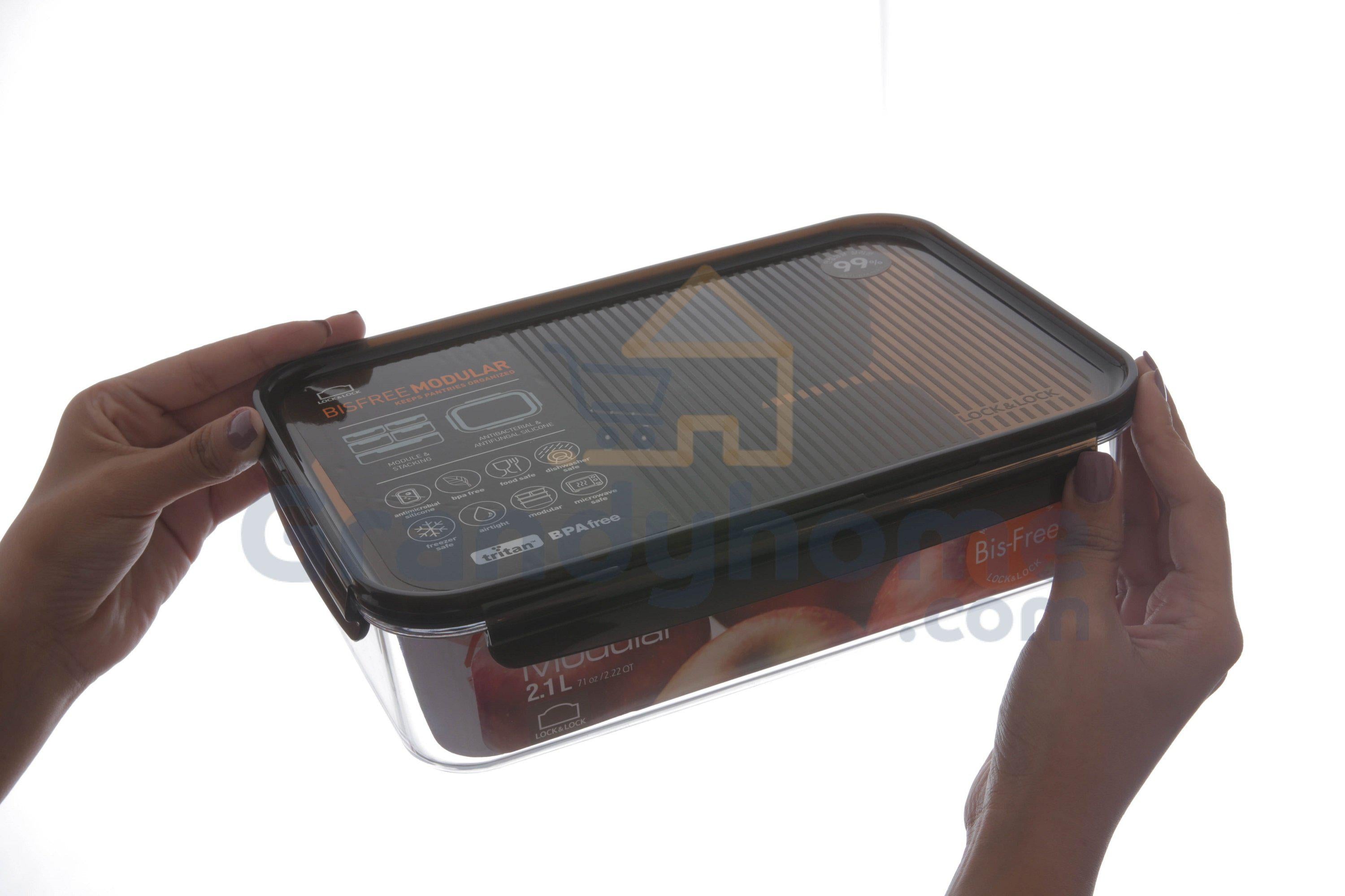 لوك اند لوك علبة بلاستيك مستطيلة ٢٫١ لتر أسود - LBF406