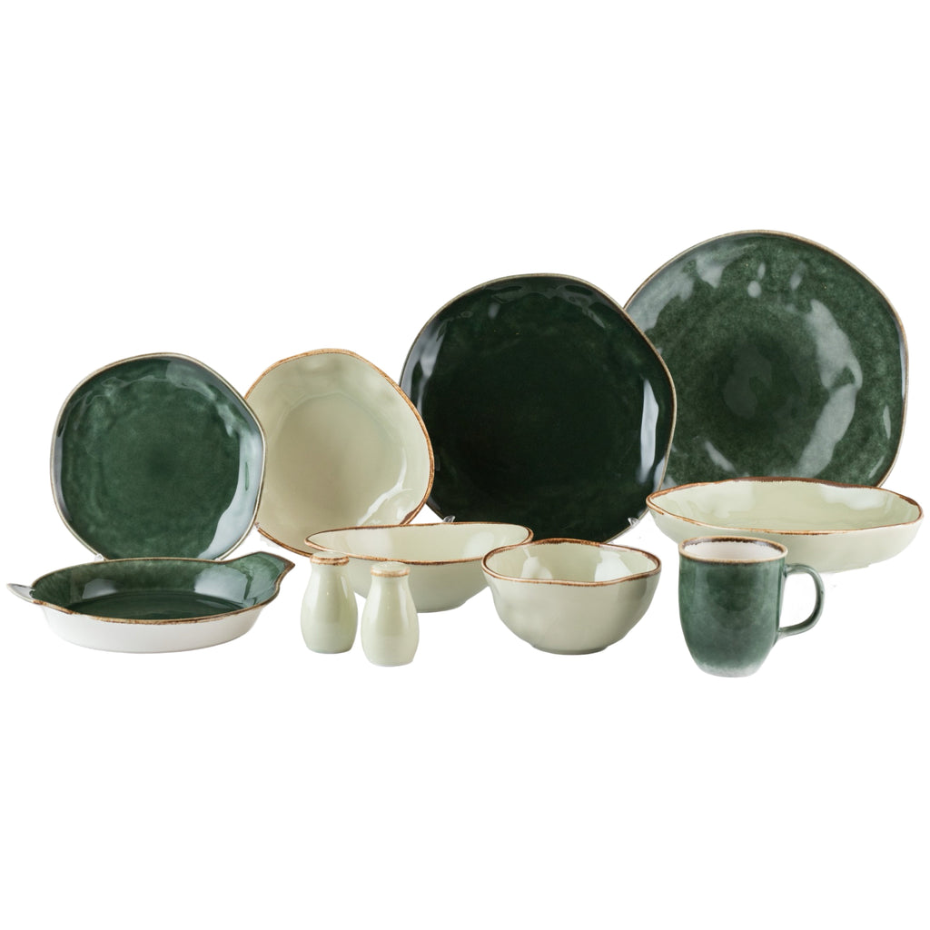 رويال ألفريدو طقم عشاء بورسلين 36 قطعة زيتى خط بنى - OR/OILY