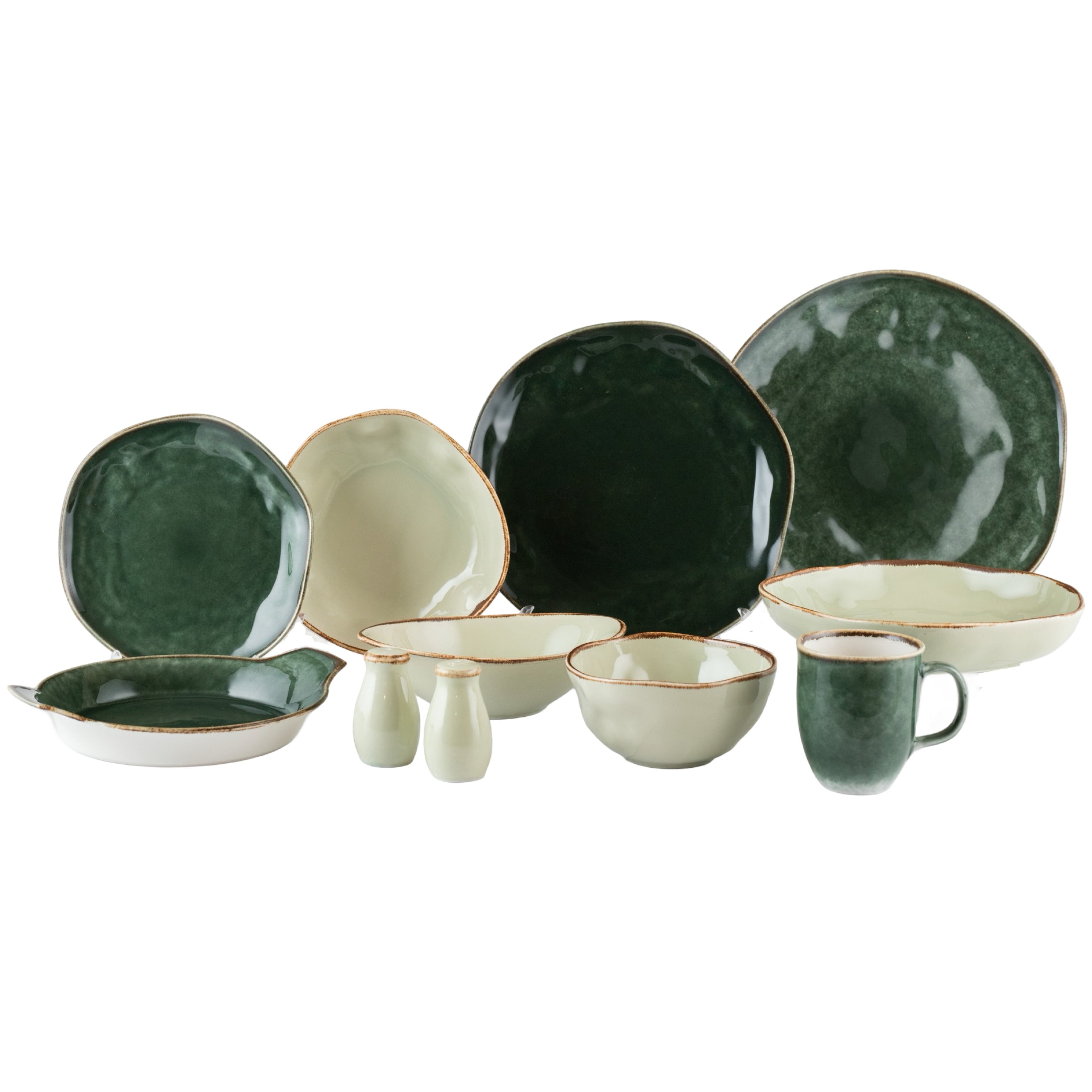 رويال ألفريدو طقم عشاء بورسلين 36 قطعة زيتى خط بنى - OR/OILY