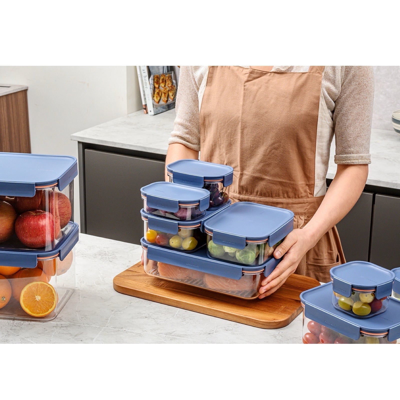 لوك اند لوك علبة مربع (260 مل) بلاستيك ازرق - LBF450RN