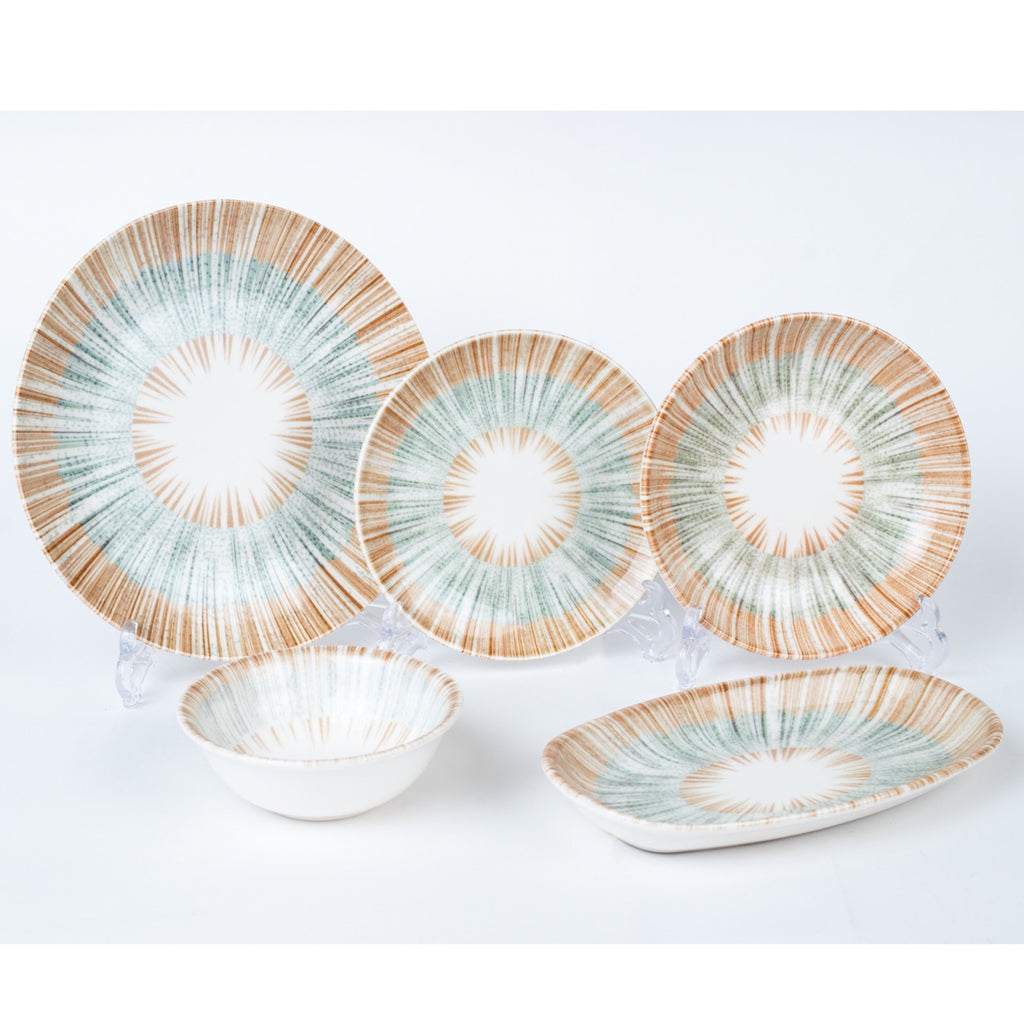 رويال ألفريدو طقم عشاء بورسلين 34 قطعة تركواز وبني - 34BROIL