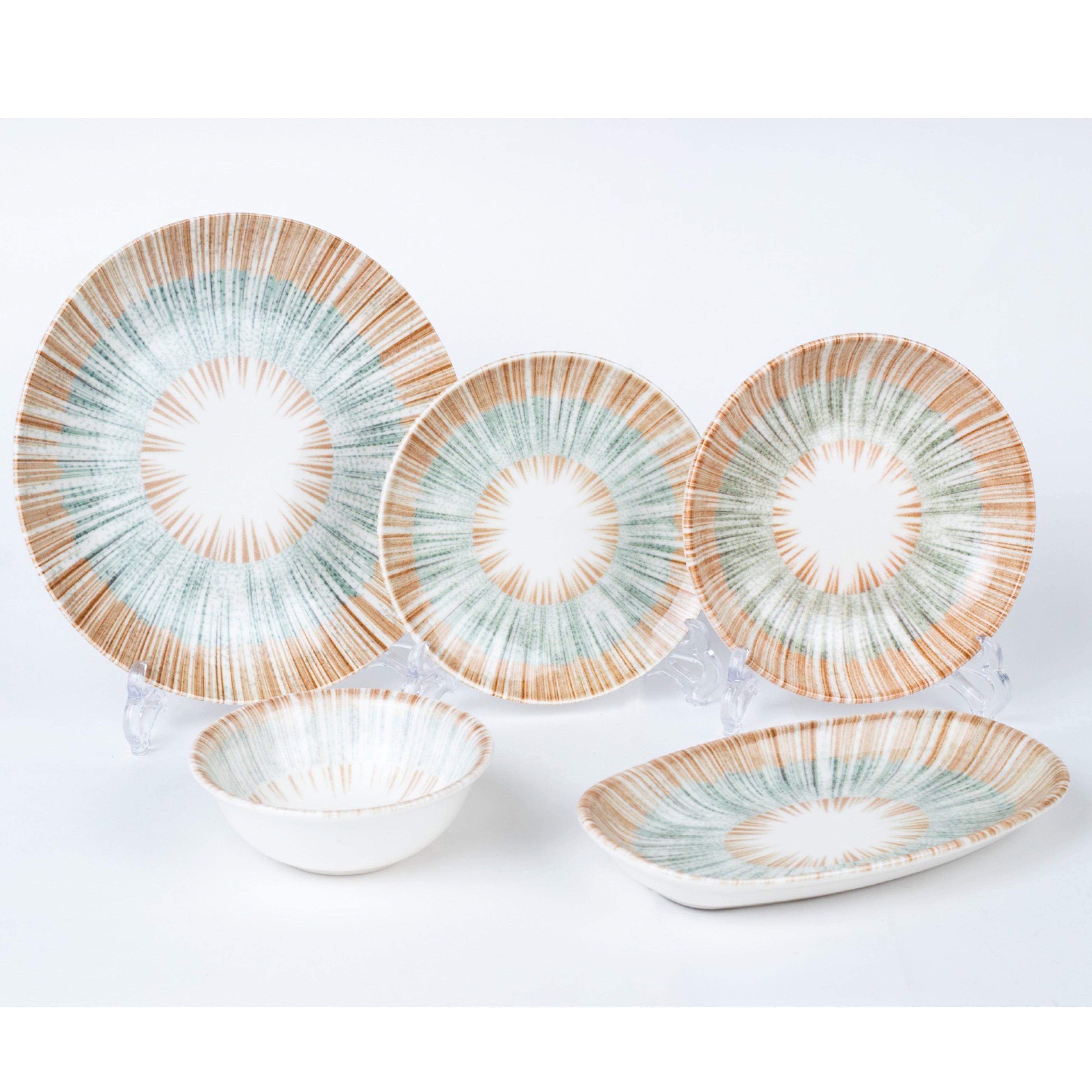 رويال ألفريدو طقم عشاء بورسلين 34 قطعة تركواز وبني - 34BROIL