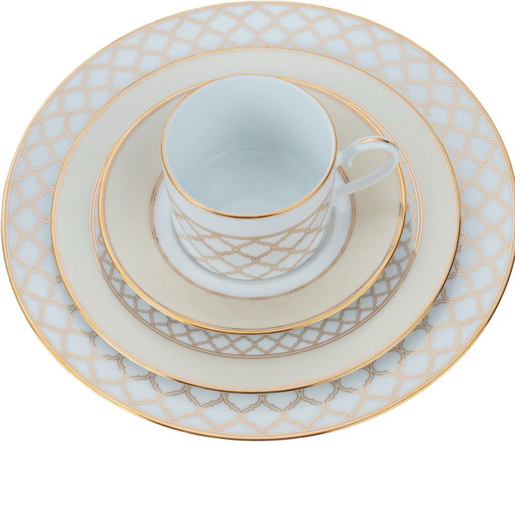 نوريتاكي طقم سفرة بورسلين 112 قطعة ابيض وذهبي - 1728E