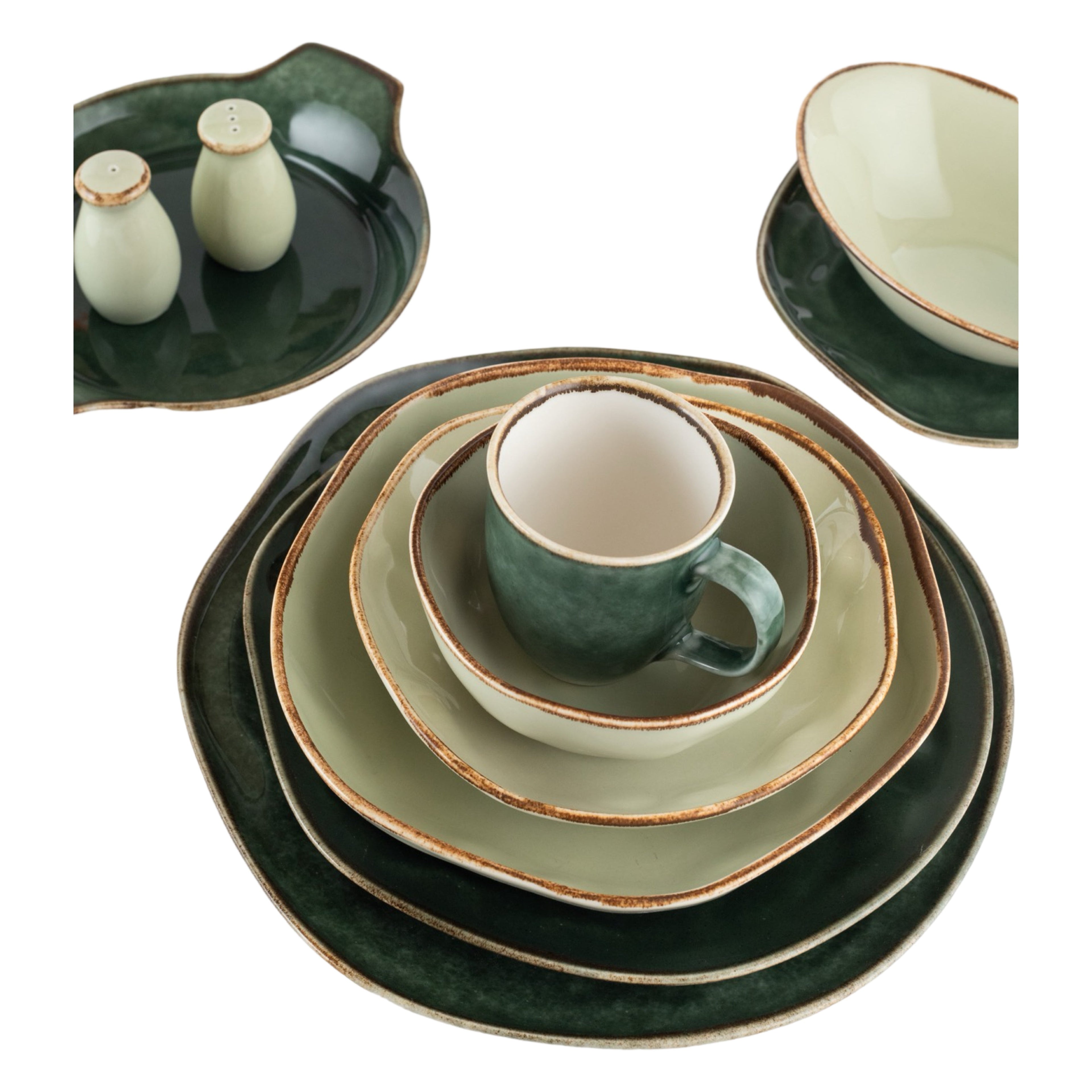 رويال ألفريدو طقم عشاء بورسلين 36 قطعة زيتى خط بنى - OR/OILY