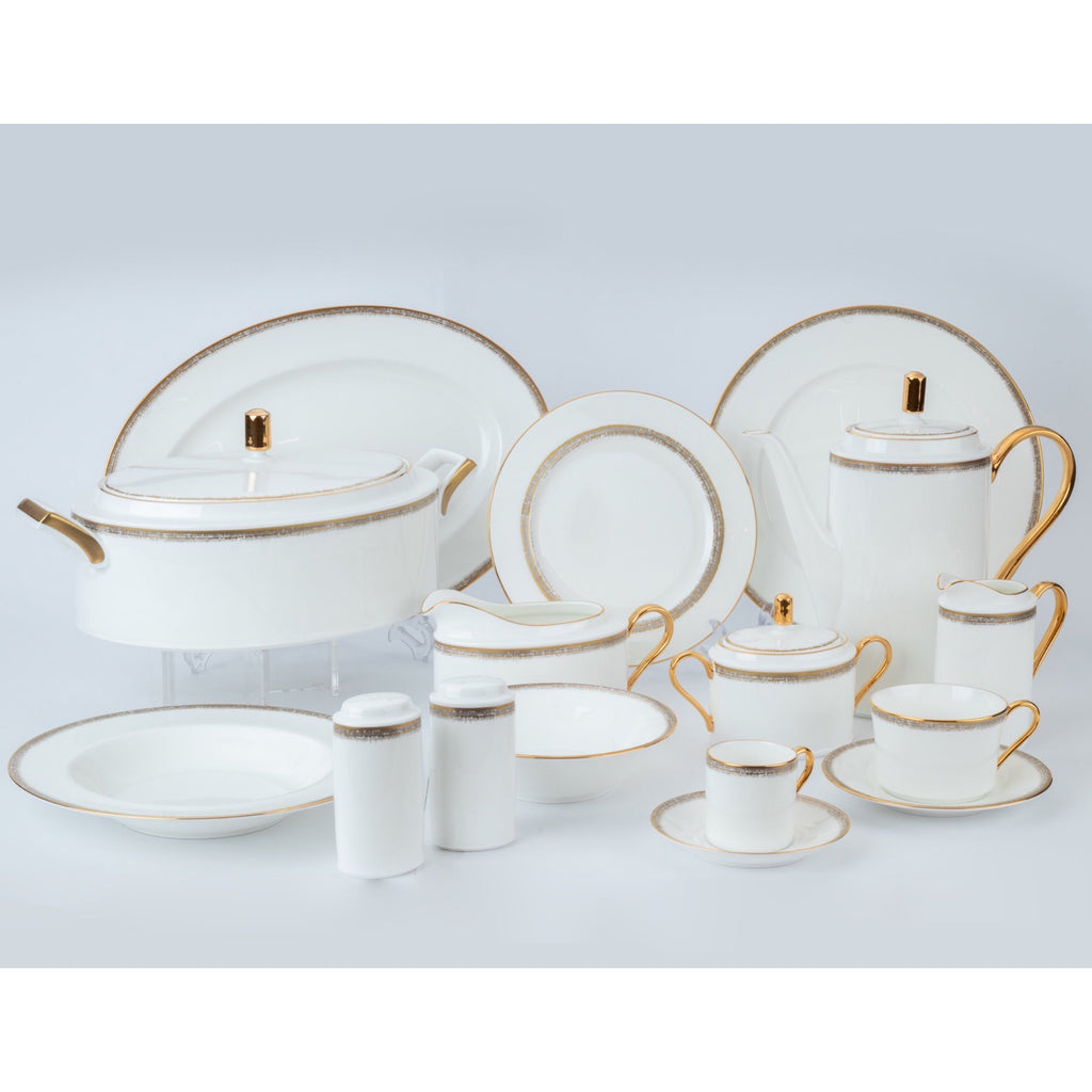 نوريتاكي طقم سفرة بون شينا 112 قطعة ابيض وذهبي - 4959E