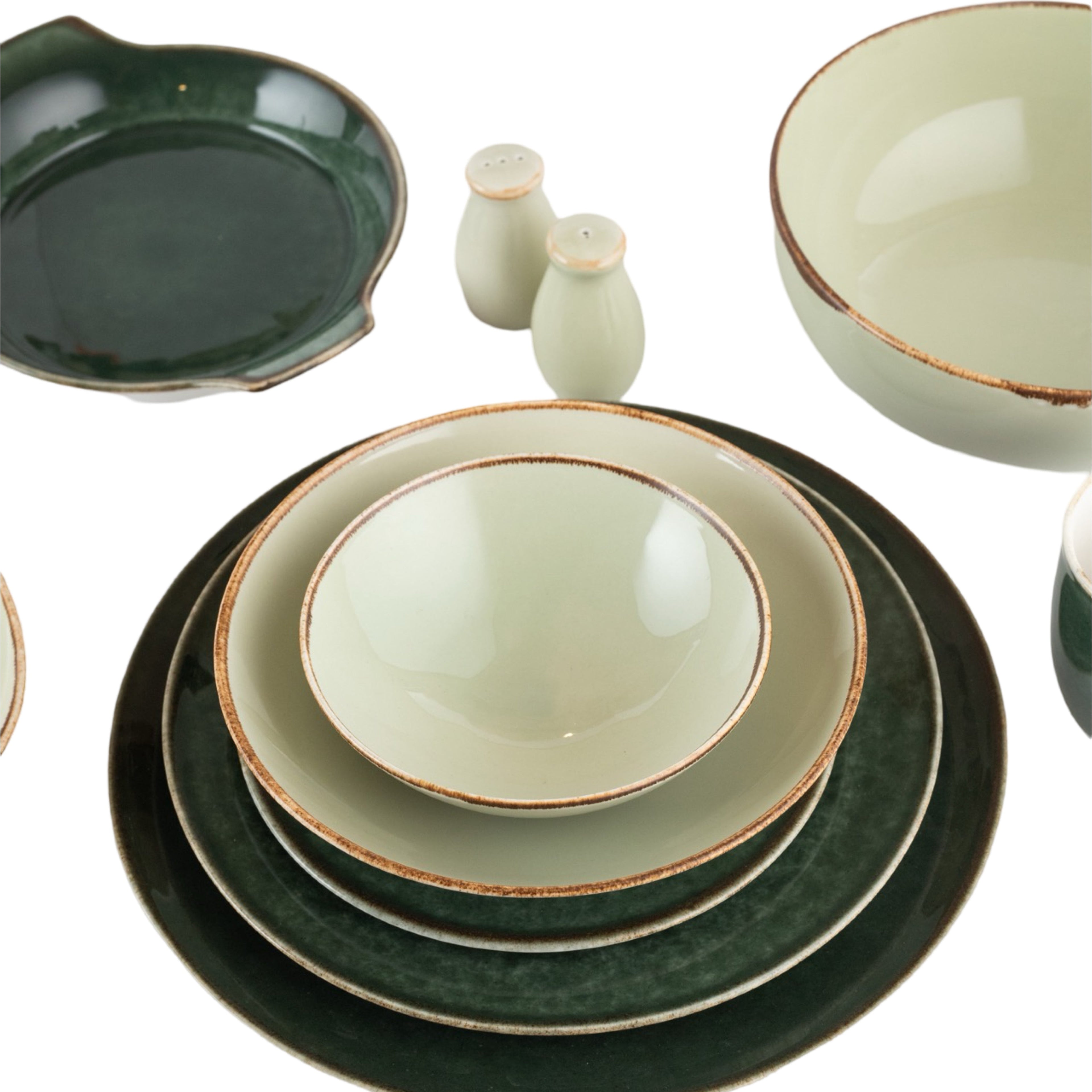 رويال ألفريدو طقم عشاء بورسلين 36 قطعة زيتى خط بنى - CP/OILY