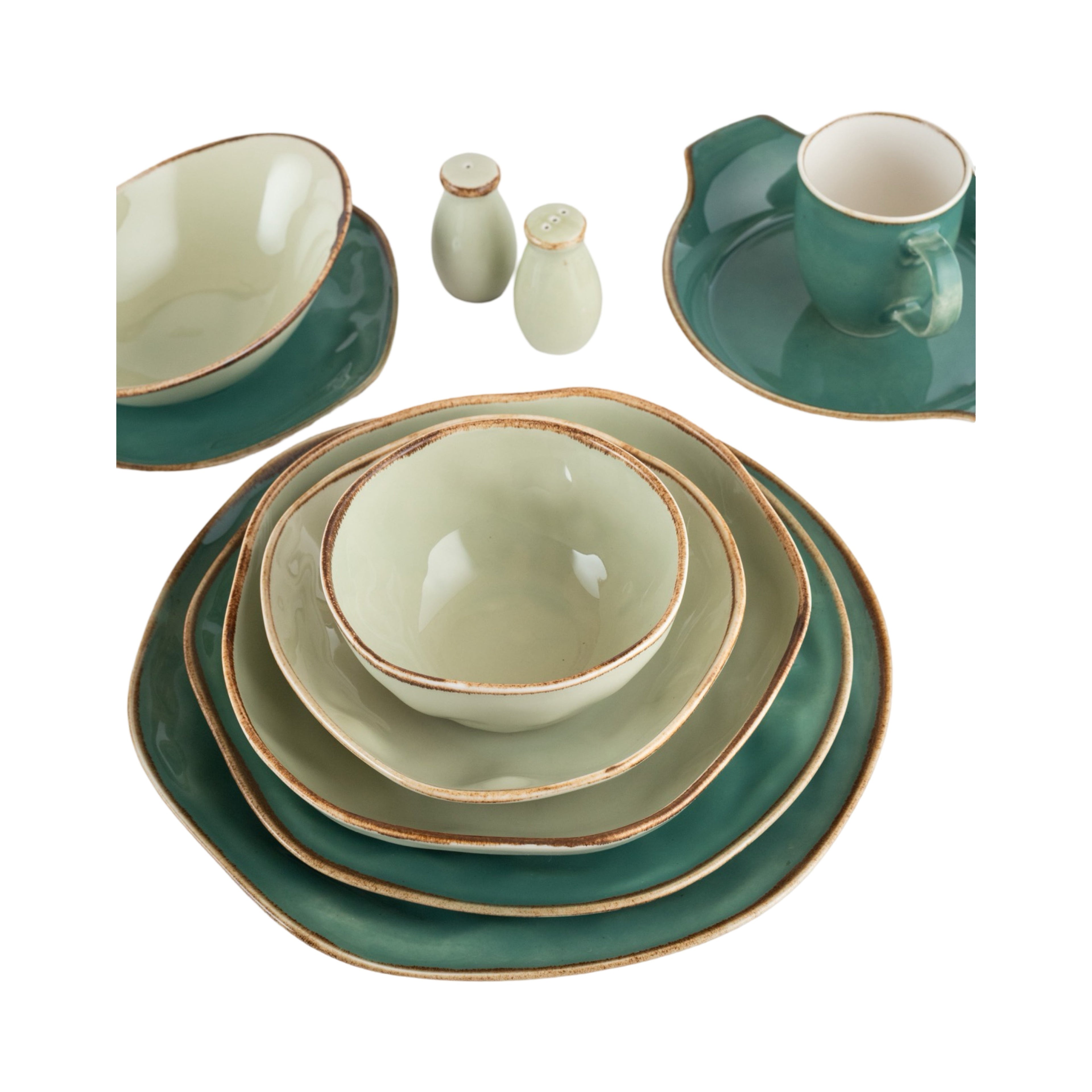 رويال ألفريدو طقم عشاء بورسلين 36 قطعة زيتى خط بنى - OR/OILY