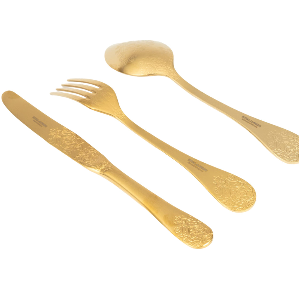 رويال ألفريدو طقم شوك ومعالق 75 قطعة استانلس ستيل 18/10 ذهبي ماط - 853457