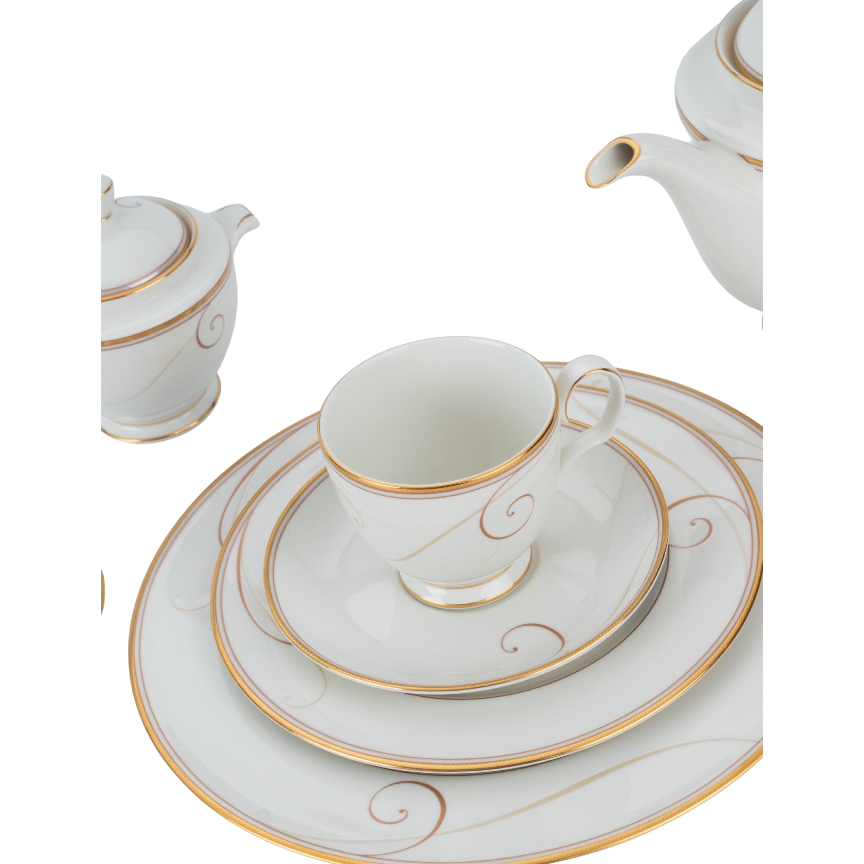 نوريتاكي طقم سفرة بورسلين 112 قطعة ابيض وذهبي - 9316E