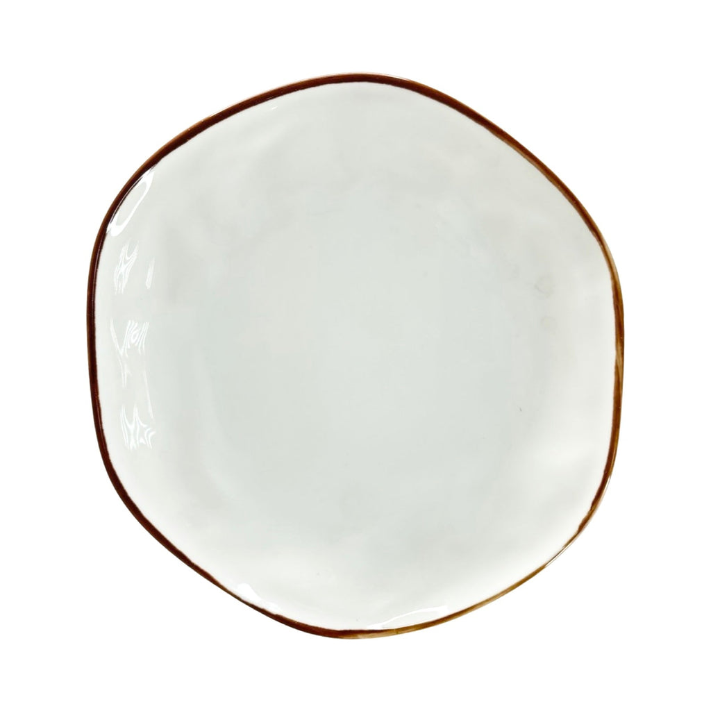 رويال ألفريدو طقم عشاء بورسلين 36 قطعة أبيض بخط بني - ORGANIC SHINY